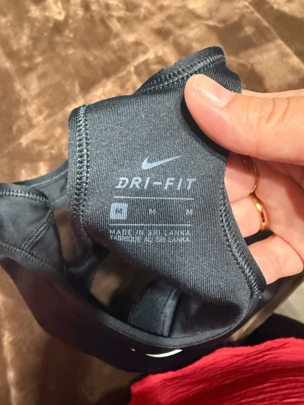 Woman’s size medium Nike Black Racerback Sports Bra with White Swoosh - Picture 8 of 11